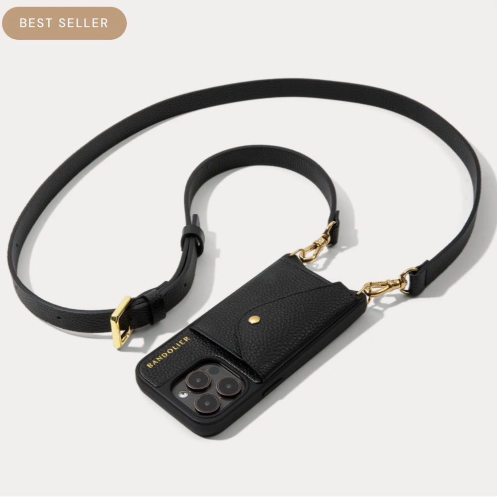 Bandolier Hailey Crossbody Phone Case in Black and Gold